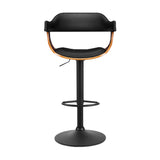 Artiss Bar Stools Gas Lift Leather w/Armrest All Black BA-TW-8006B-BK