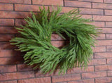 Artificial Norfolk Pine Wreath 60cm Faux Xmas Green Pine Hanging Wreath for Front Door Home Decor V1294-YM0901-240830FB05-1