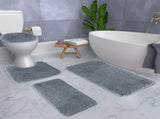 Bathroom Rugs Sets 4 Piece, Non Slip Bath Mats Absorbent Bath Rugs Floor Mat, Machine Washable V1369-AZ3-W-10074
