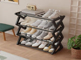 4 Tier Shoe Rack Organizer for Entryway Closet - Plastic Stackable Shoe Storage Shelves for Men V1366-AZ2-W-12979