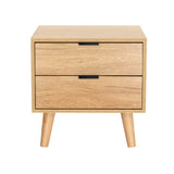 Artiss Bedside Table 2 Drawers - Pine FURNI-Q-BS-03-WD