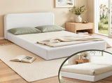 Artiss Compression Bed Frame Double Size No Assembly Vacuum High Density Sponge Boucle Cream White BED-FOAM-BASE-D-WH