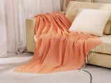Orange Elegant Herringbone Tassel Throw Blanket - Large Acrylic Faux Cashmere Soft Cozy Blanket for V888-ELOSUNG32126