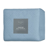 Ardor Carter Mineral Blue Embossed Vintage Washed Geometric Quilt Cover Set King V442-INT-QUILTCS-CARTER-MINERALBLUE-KI