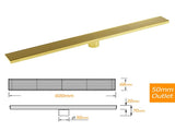 Brushed Gold 304 SUS 600mm Strip Fence Sword Shower Grate Floor Drain 50mm Waste V1233-LGWG02A600BG