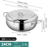 Deep fryer - Tempura pan - 24 cm - Stainless steel pan - Kitchen accessories - Japanese deep fryer V1189-WXF-260203-00619