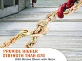 Transport Binder Chain, 2222 kg Working Load Limit, G80 Tow Chain Tie Down with Grab Hooks, DOT V952-ZGTLJZMGDXZYJUZEDV0