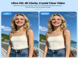 4K Vlogging Camera with 330&deg Gimbal Lens & 75MP Photo, WiFi Pocket Camera Compact Vlog Camera for V1107-785-79799-PNK-158MM