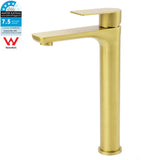 WELS Brushed Gold Round Tall Basin Mixer Bathroom Vanity Faucet Tap Lever Handle V1233-KRF102BG