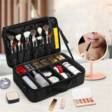 **Large Waterproof Makeup Organizer Adjustable Dividers, Detachable Brush Holder, Multi-Compartment V1106-HZSNB001