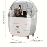 WHITE Luxury Transparent Flip-top Cosmetic Organizer, Large Capacity with Smart Compartments, V1232-HZSNX005