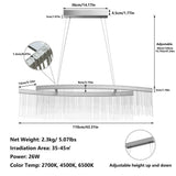 Modern LED Tassel Pendant Light Aluminum Linear Chandelier Dimmable Ceiling Lighting for Dining V767-LT-X119-110-G