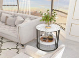 Solid Marble Sofa Side Coffee Table Bedside Storage Display Table Plant Stand V767-JJ-XZ218-BK