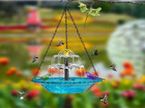 Solar Cascade Hanging Bird Bath Fountain, Hummingbird Water Fountain with Solar Pump Glass Bowl for V1189-LC-RY-00434