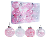 12Pcs Xmas Ball Ornament Round Party-Pink 8cm V1263-JX-774