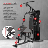 Powertrain Multi Station Home Gym with 68kg Weights Preacher Curl Pad HGM-MTR-080-068