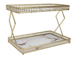 Bathroom Countertop Storage Shelf Space Saving Iron Glass 2 Tier Countertop Organizer for Cosmetics V1294-YM0901-3112250043011