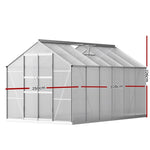 Green Fingers Greenhouse 3x2.5x2.26M Double Doors Aluminium Green House Garden Shed GH-ALU-C-308X250-DOU-AB