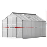 Green Fingers Greenhouse 3x2.5x2.26M Double Doors Aluminium Green House Garden Shed GH-ALU-C-308X250-DOU-AB