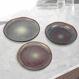 3 Pieces Reactive Glazed Ceramic Organic Fine Dinner Set with Plate and Bowl EARTHY BLUE BROWN V274-HA-LA-P0024302-BN
