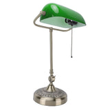 Vintage Desk Lamp Plug In Table Lamp with Green Glass Shade Pull Chain Switch for Home Bedroom Study V1294-YM0901-3119260009012