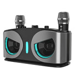 Wireless Bluetooth Karaoke Speaker with 2 Microphone Home KTV Set Grey V1263-JX-6966-1