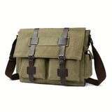 Navy Black Blue Canvas Messenger Bag Travel Bag High-Quality Bag Adjustable Strap Multiple V1347-127-BLA-54738