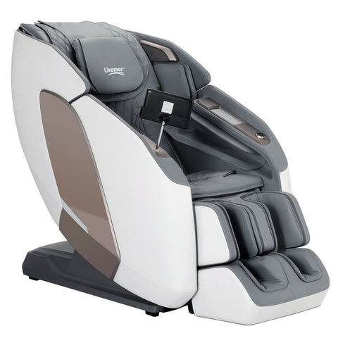 Livemor 4D Massage Chair Electric Recliner Double Core Mechanism Massager Melisa White MASCHR-4D-2GEAR-WHGY