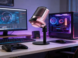 USB Condenser Gaming Microphone with RGB Lighting Adjustable Stand for Recording Streaming Pink V1263-JX-7251-1