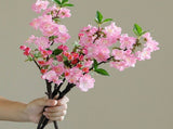 3Pcs Simulated Flower Branches Artificial Blossom Flower Stems for Wedding Home Decoration Dark Pink V1294-YM0901-241129HL02-3