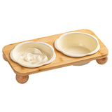 Yellow Ceramic Floral Cat Slow Feeder Set - Dishwasher Safe Pet Dual V888-ELOSUNG49895