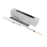 Tabletop Fire Pit Rectangle Concrete Grey Stainless Steel Liner with Lid Sticks Small Portable V1294-YM0901-3111230275111