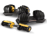 Powertrain 48kg Adjustable Dumbbell Set Home Gym Exercise Equipment Weights Gold DMB-BF1-024-GD-2