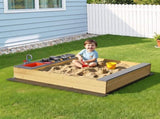 Keezi Wooden Sandpit Sand Pit Outdoor Kids Toy Box Mud Kitchen Sink Storage Bench SAND-SQUARE-SINK-146