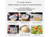 1 pcs 2.5L Baking Measuring Cup Scale Mixing Bowl with Lid Transparent Plastic Mixing Cup, 6.88x6.69 V1366-AZ2-W-06718