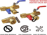 3/4-Inch IPS Isolator Tankless Water Heater Service Valve Kit with Pressure Relief Valve, Clean V1258-DP02-C-3321