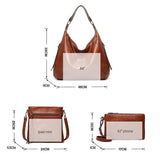 Women's Soft Leather Tote Bags 3pcs Fashion Handbag Wallet Shoulder Purse Set V1263-JX-3524