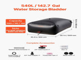 Water Storage Bladder 540L Large Capacity Water Bag, Portable & Collapsible Soft Waters Container, V952-CSDHSPVC540L2ZFQH001V0