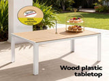 Gardeon 7PCS Outdoor Dining Set Table and Chairs Patio Garden Furniture Bistro Set White FF-DINING-7PLW-WH-ABC