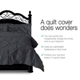 Giselle Bedding Quilt Cover Set Diamond Pinch Black Queen QCS-DIAM-BK-Q