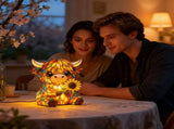 Sunflower Highland Cow Lamp, Stained Glass Style Resin Table Lamp, Warm Night Light for Bedroom, V1366-AZ2-W-16700