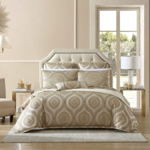 Davinci Sistine Gold Bold Italianesque Motifs Adorn Robed Finish Quilt Cover Set Queen V442-LED-QUILTCS-SISTINE-GOLD-QS