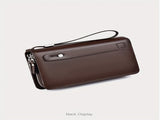 men's business clutch bag, large capacity handbag, double zipper wallet, multi card slots purse, PU V1106-918-60231-BLK-M