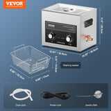 VEVOR 10L Ultrasonic Cleaner with Heater Timer & Basket Digital Sonic Machine V952-XNKZCSBQXJ10U68GEV3
