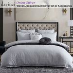 Davinci Orion Silver Woven Jacquard Quilt Cover Set Queen V442-LED-QUILTCS-ORION-SILVER-QS