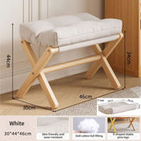 White Foldable Ottoman & Padded Footstool with Velcro Stability & Spare Cusion - Cotton Linen V888-ELOSUNG494232
