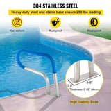 Pool Rail 30x22 Pool Railing 304 Stainless Steel 250LBS Load Capacity Silver Rustproof Pool Handrail V952-BXGYCFS3W30X22YC1V0