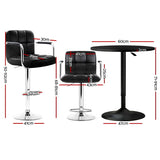Artiss Bar Table and Stools Set Dining Desk Kitchen Chairs Cafe Pub BA-TAB-CHR-GASLIFT-BK