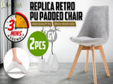 2X Retro Dining Cafe Chair Padded Seat GREY V274-FT-J900B-GY2