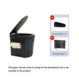 Black Portable Folding Car Toilet -With toilet paper holder Heavy Duty ABS Collapsible Camping Potty V888-ELOSUNG56314-2